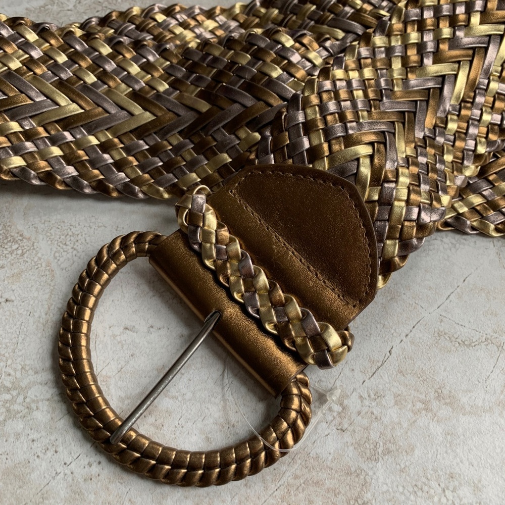 H&M Tri-Color Metallic Wide Woven Boho Belt XS/S - Picture 7 of 8